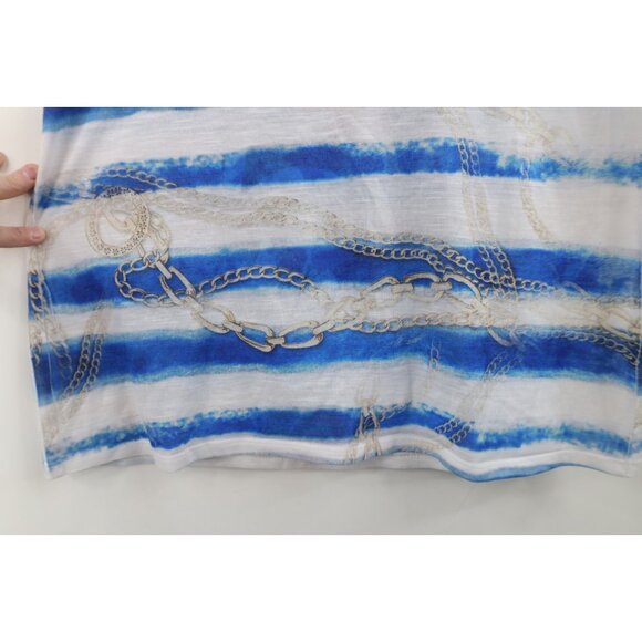 Vintage Y2K Cache Women Large Babydoll Beach Chain All Over Print T-Shirt USA - Picture 11 of 14